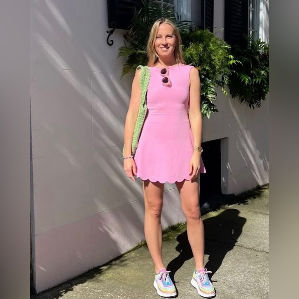 MARYSIA Sport IGA Scalloped stretch crepe mini tennis dress performance pink 1L